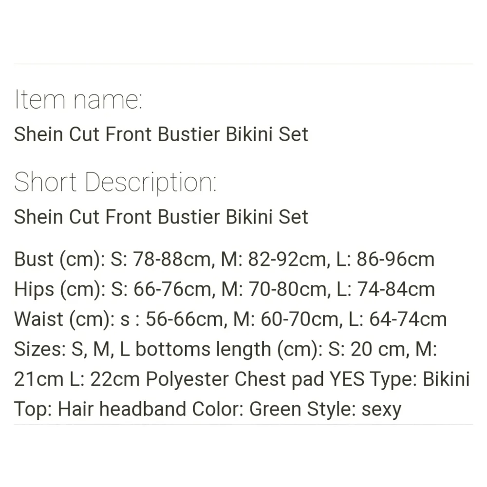 SHEIN Cut Front Bustier Bikini Set